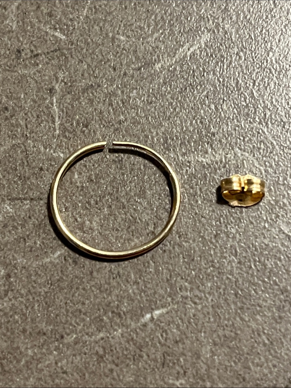 14k Gold Single Hoop Earring 1” and earring back also 14k gold